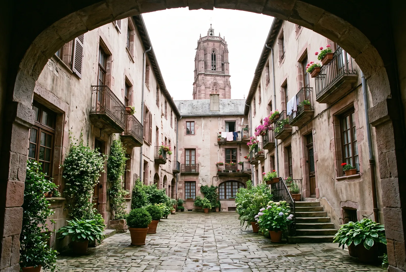 Cour intérieure d'un immeuble à Rodez